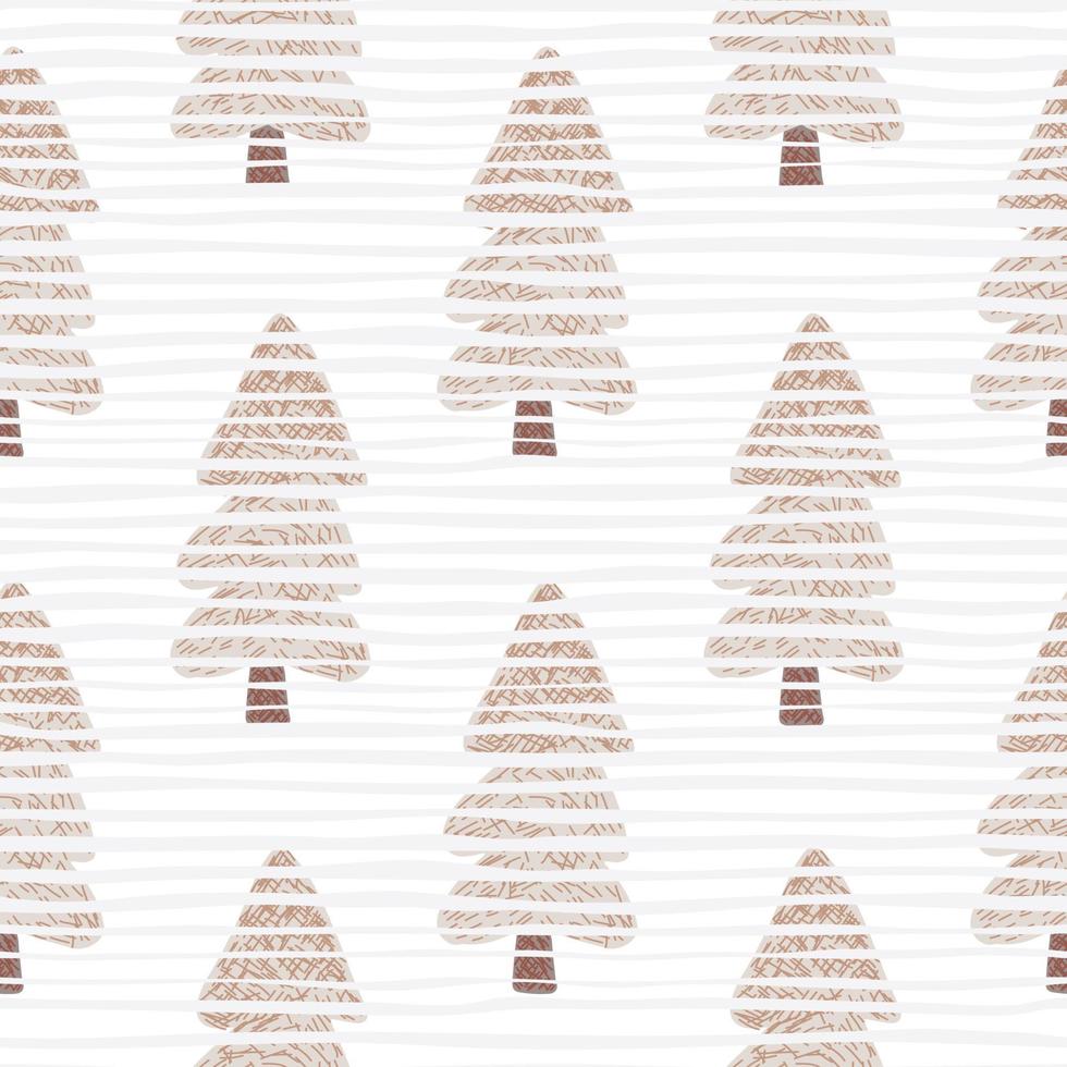 roze bomen met markeringen op een witte achtergrond met lijnen. Kerstmis naadloos patroon. vector
