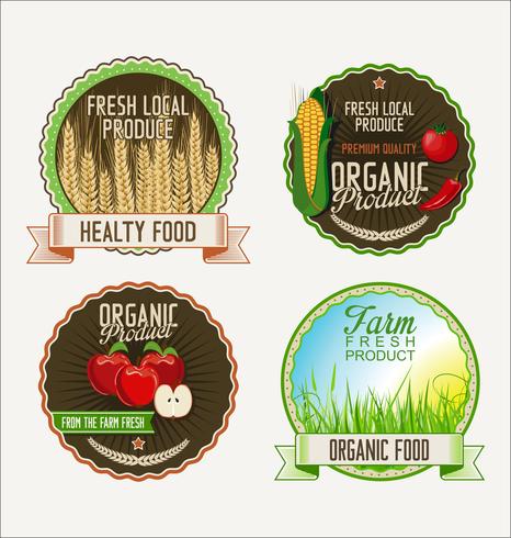 Set van organische fruit retro vintage gouden labels-collectie vector