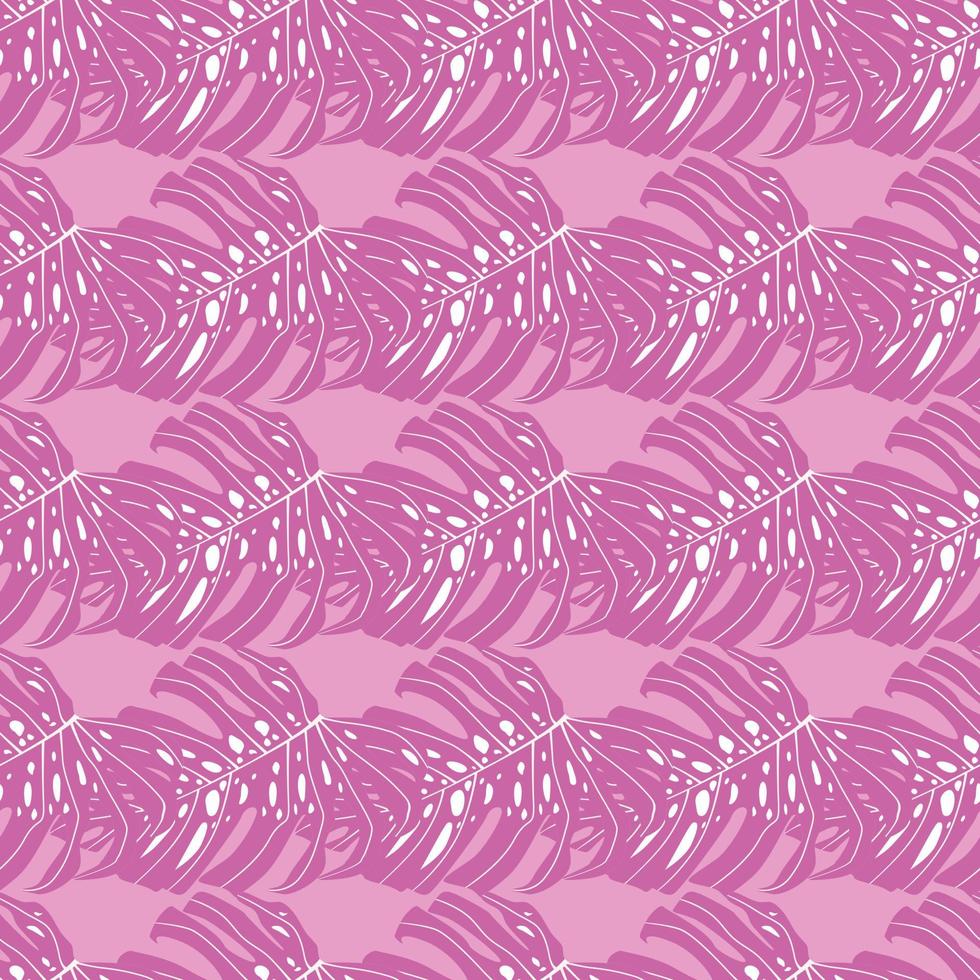 roze gekleurd helder naadloos patroon met monstera-ornament. tropische abstracte print. vector