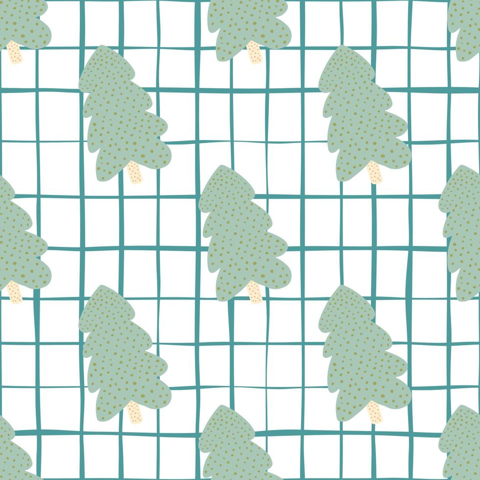 groene kerstboom met witte achtergrond en blauwe ruit. naadloos patroon. vector
