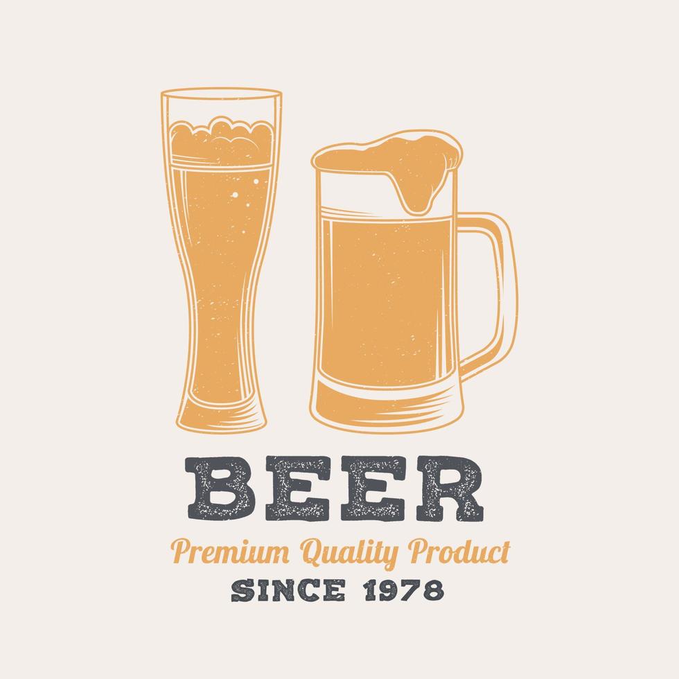 bier retro badge ontwerp. vector. vintage design voor restaurant, pub of fastfoodbedrijf. sjabloon voor restaurantidentiteitsobjecten, verpakkingen en menu vector