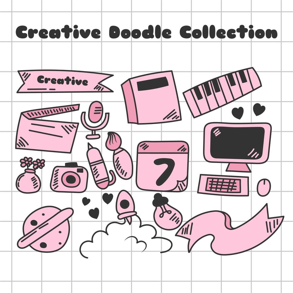 creatieve doodle kunstcollectie handgetekende stijl vector