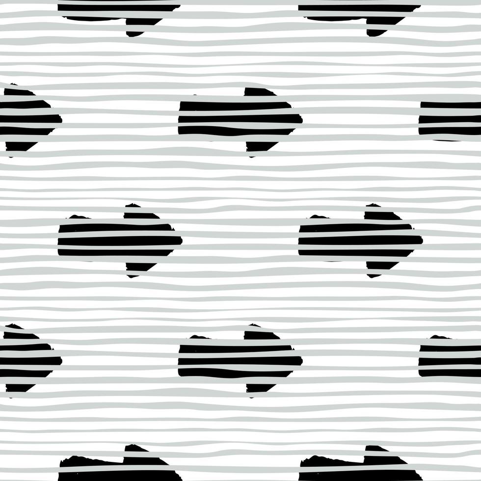 creatieve zwarte pijlen inkt naadloze patroon op strepen achtergrond. vector