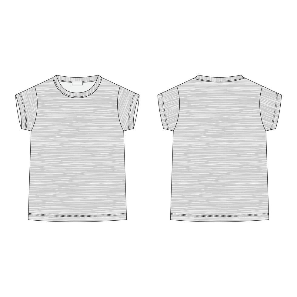 schets technische schets kinder t-shirt in gemêleerde stof. klassieke vrijetijdskleding. vector