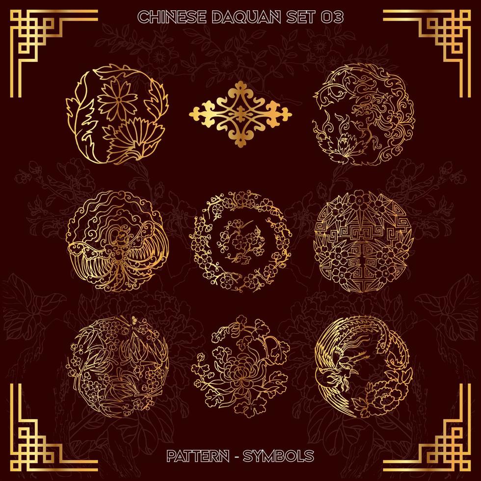 collectie set chinese patroon daquan symbolen part-03 vector