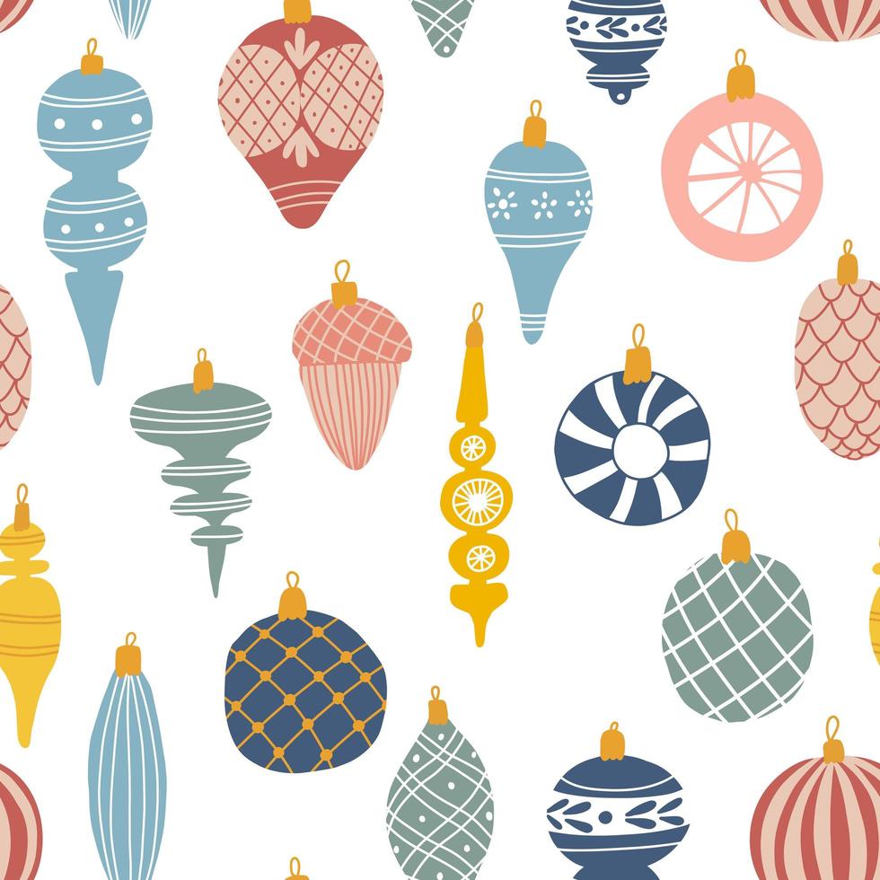 naadloze patroon met kleurrijke kerst ornamenten. vakantie achtergrond vector