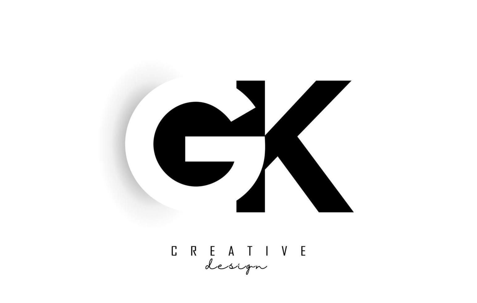gk brieven logo met negatief ruimteontwerp. brief met geometrische typografie. vector