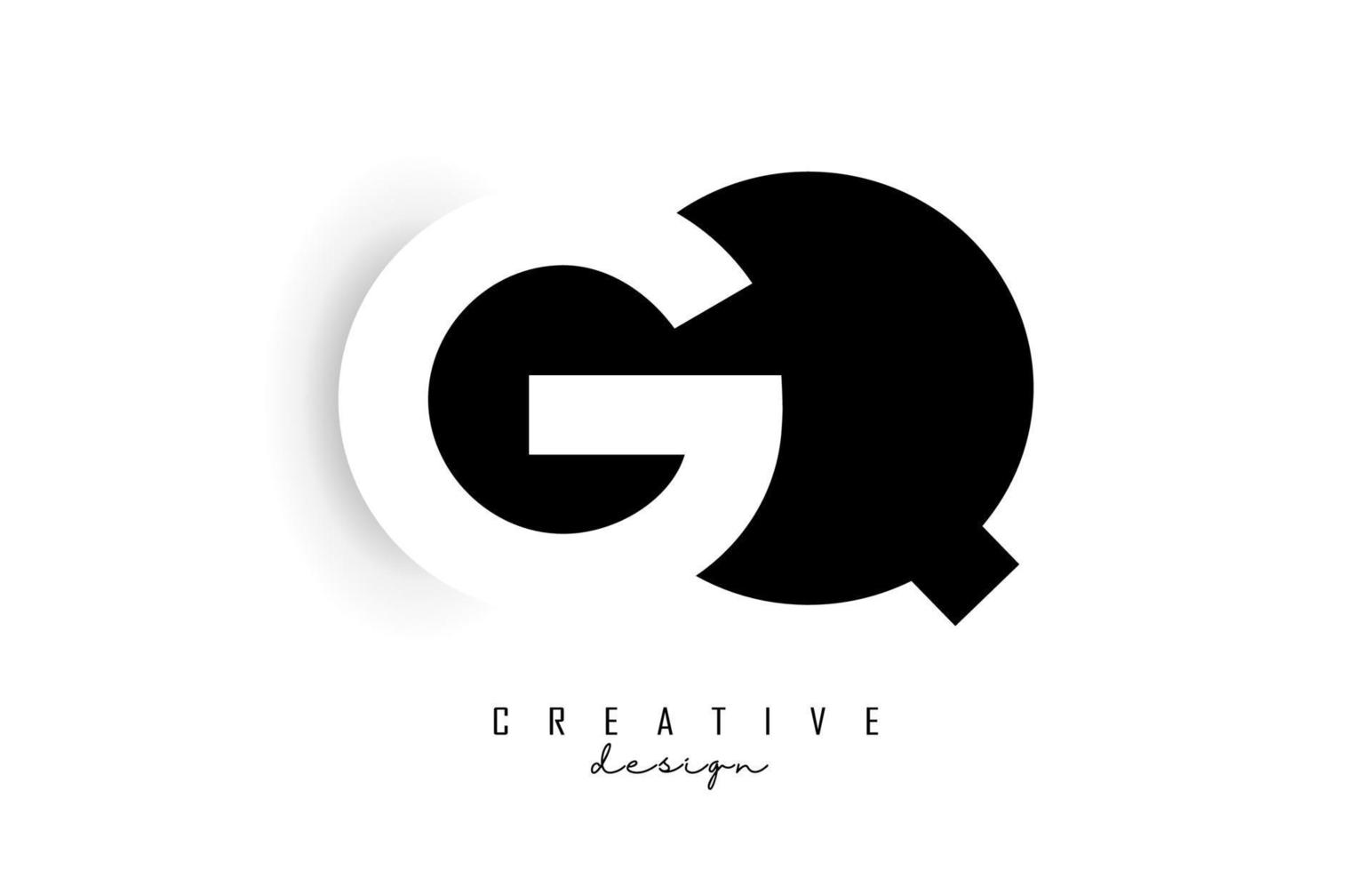 gq brieven logo met negatief ruimteontwerp. brief met geometrische typografie. vector