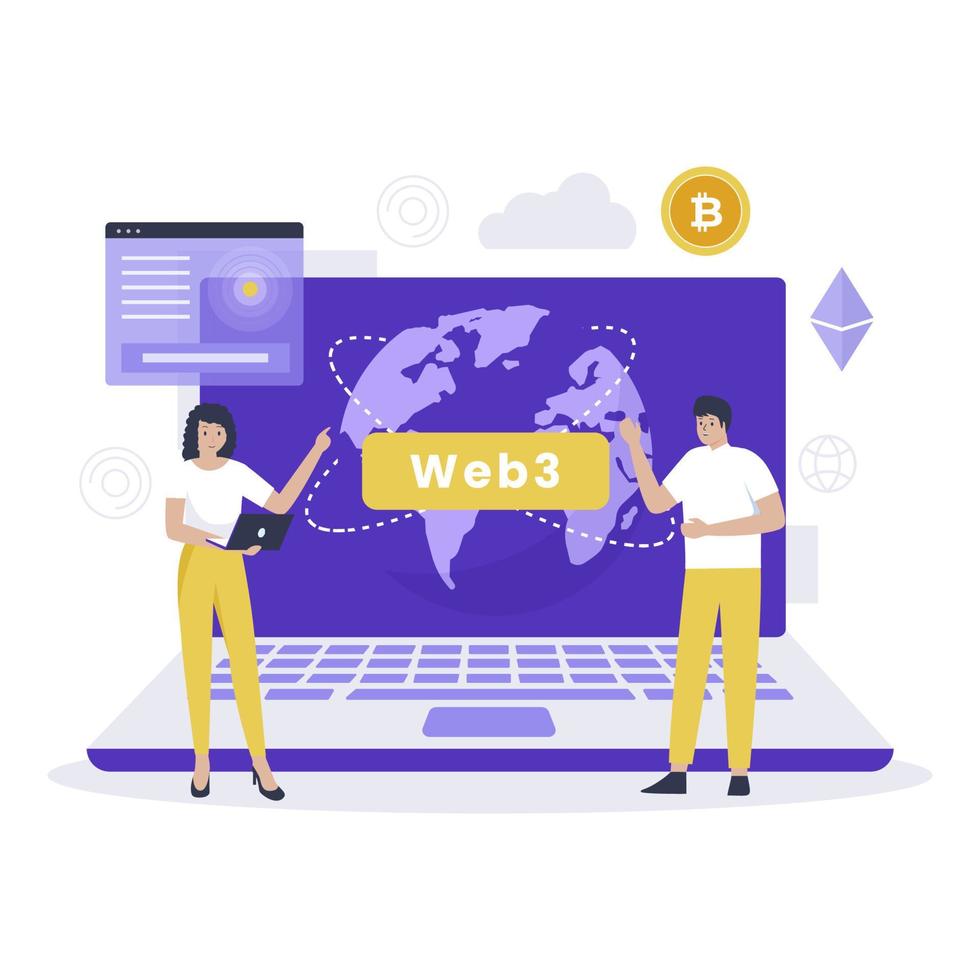 web 3.0 illustratie ontwerpconcept vector