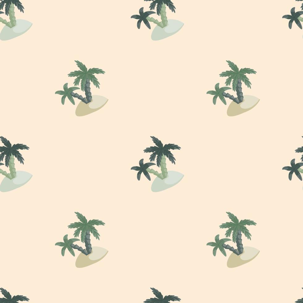 tropisch natuur naadloos patroon met eiland- en palmboomprint. pasteltinten. abstracte exotische sieraad. vector