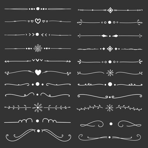 Set van decoratieve kalligrafische elementen voor decoratie. Handgemaakte vectorillustratie. vector