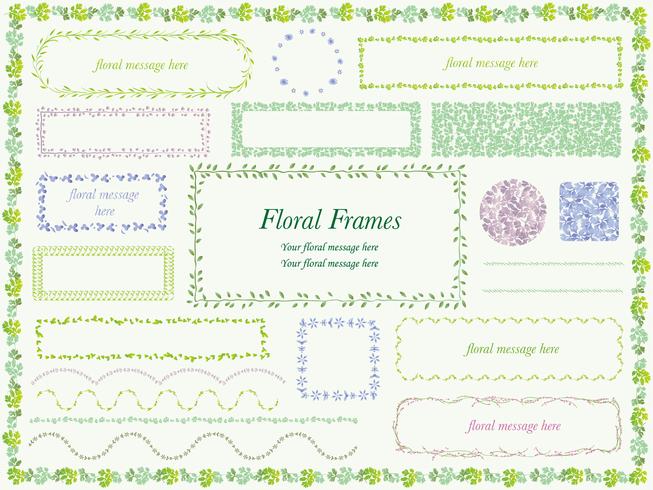 Set van geassorteerde bloemen en planten frames. vector