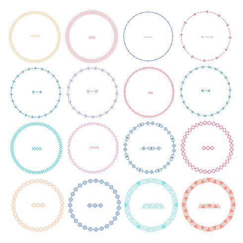 Set van kleurrijke ronde frames voor decoratie. Handgemaakte vectorillustratie. vector