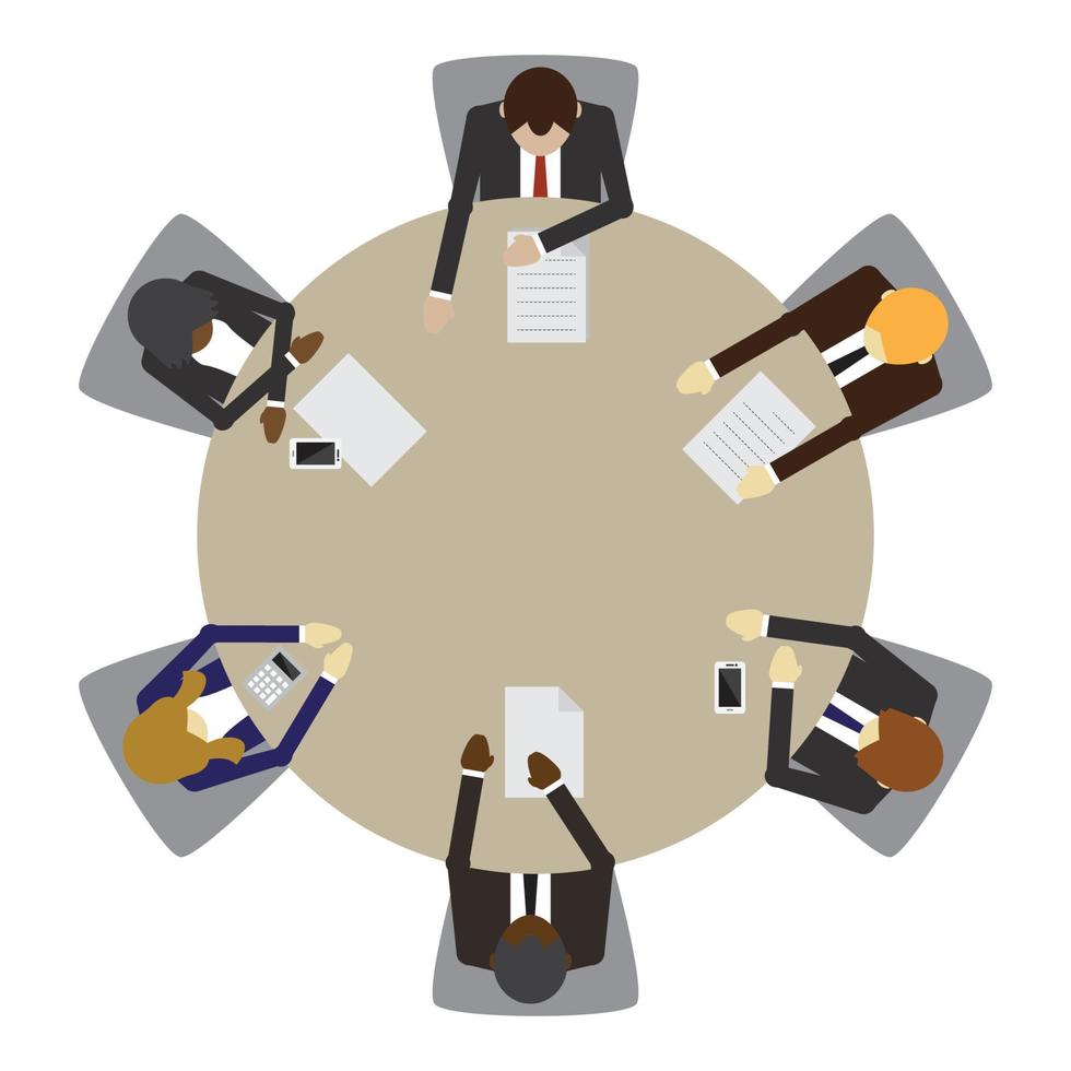 zakenmensen zittend op een ronde tafel vergadering vector