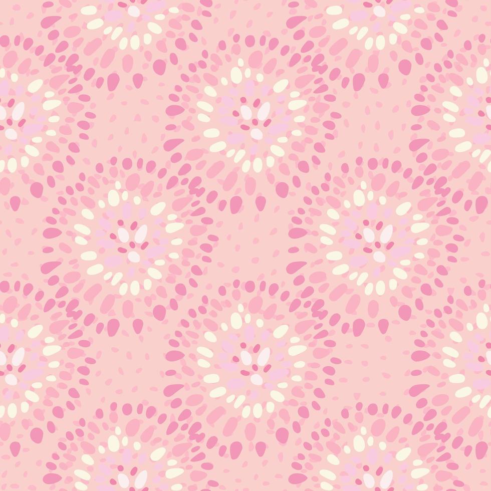 punt cirkels Afrikaanse naadloze doodle patroon. wild nationaal ornament in roze en wit palet. vector