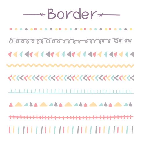 Set van kleurrijke Doodle grenzen. Vector illustratie.