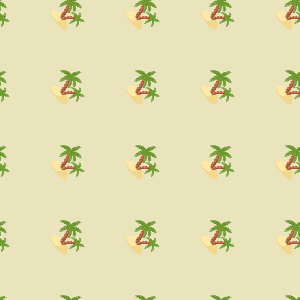 decoratief naadloos patroon met groene palmboom en eilandornament. lichte pastelachtergrond. vector