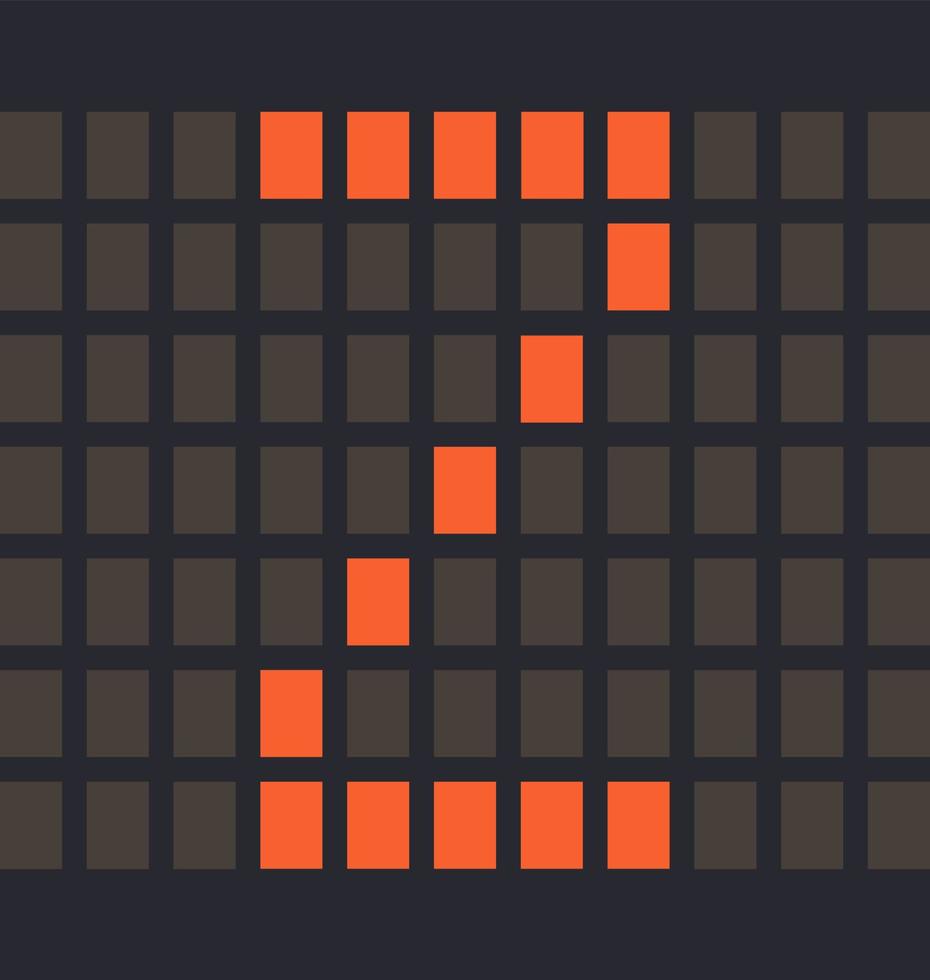 digitale letter z, led oranje kleur en een donkere achtergrond, vectorillustratie vector