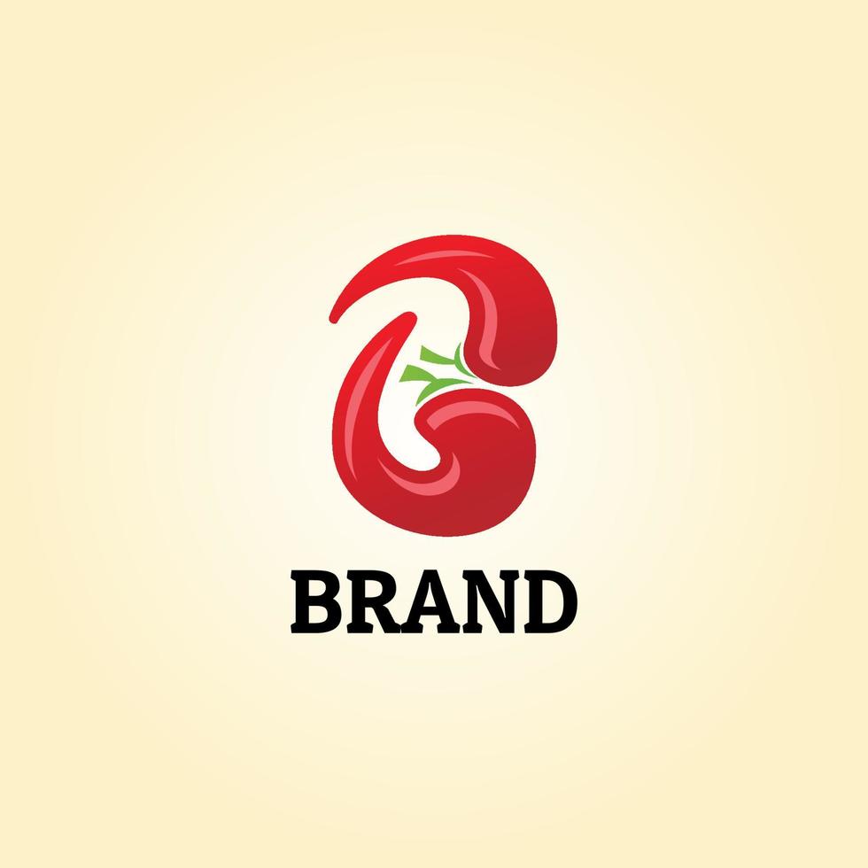 chili-logo dat de letter b vormt, is geschikt voor culinaire bedrijven, restaurants en chilisauzen vector