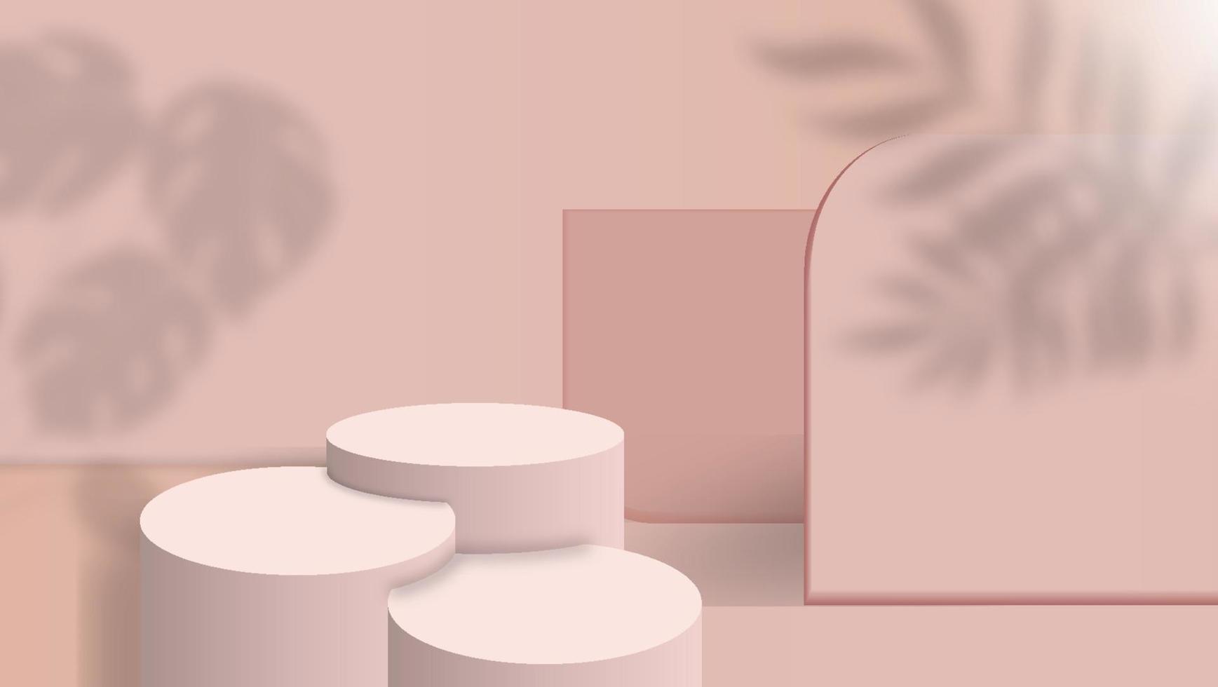schaduw overlay minimaal roze podium en scène met 3d render vector in abstracte achtergrond samenstelling, 3d illustratie mock up scene