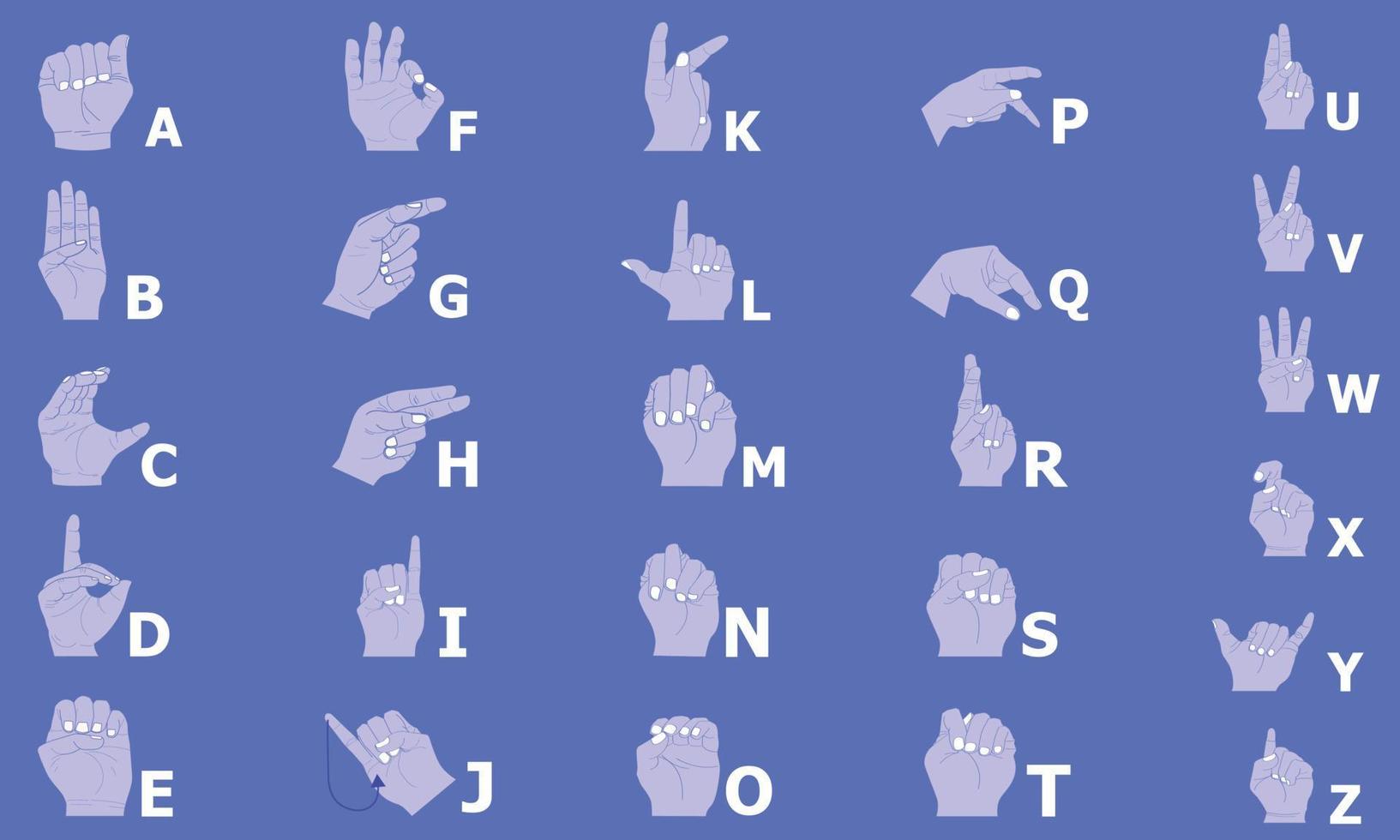 gebarentaal om letters van a tot z weer te geven. vector illustratie eps10