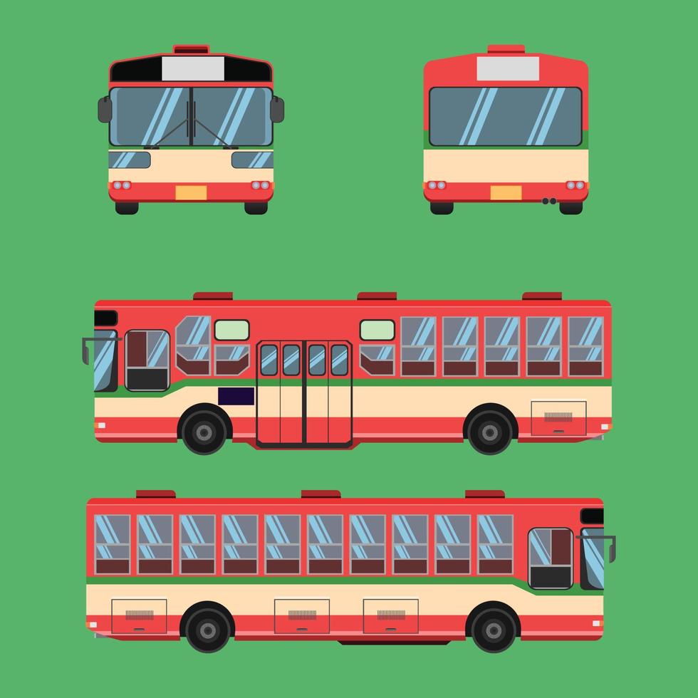 zijaanzicht van de rood witte kleur autobus van thailand. vector illustratie eps10