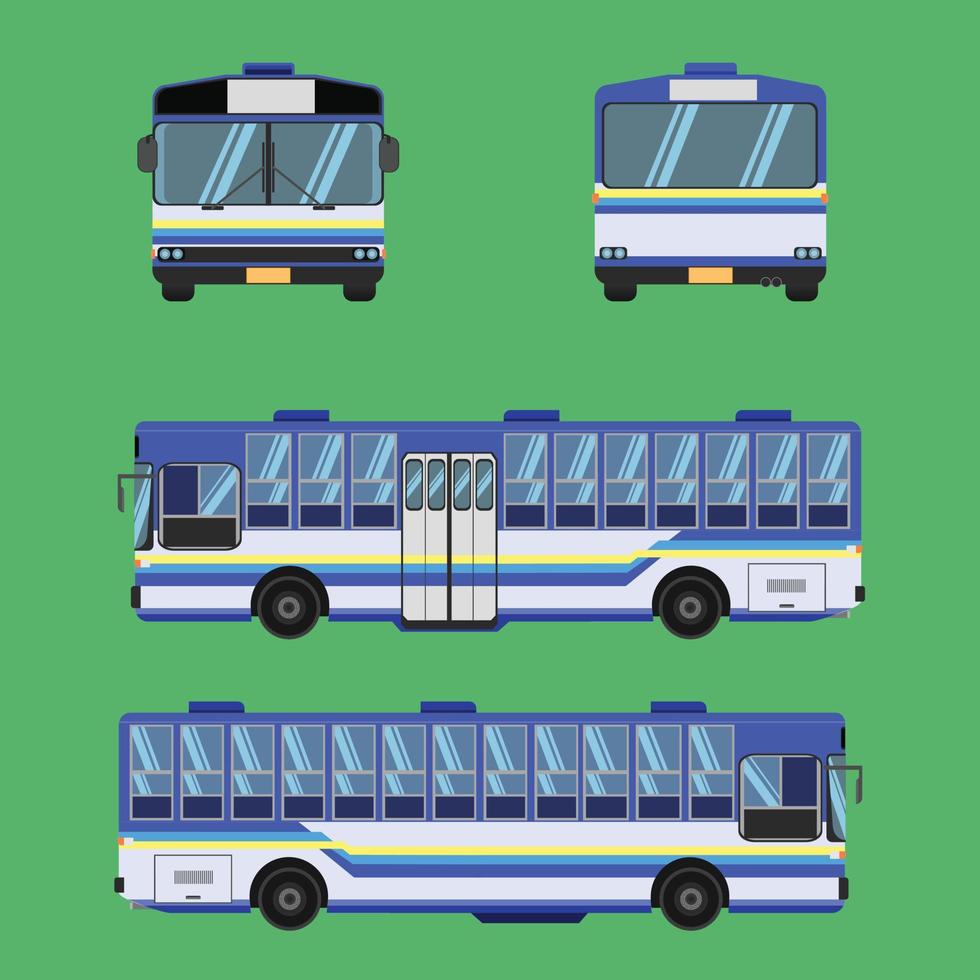 zijaanzicht van de witte blauwe en gele kleur autobus van thailand. vector illustratie eps10