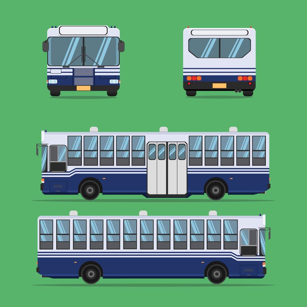 zijaanzicht van de witte en donkerblauwe autobus van thailand. vector illustratie eps10