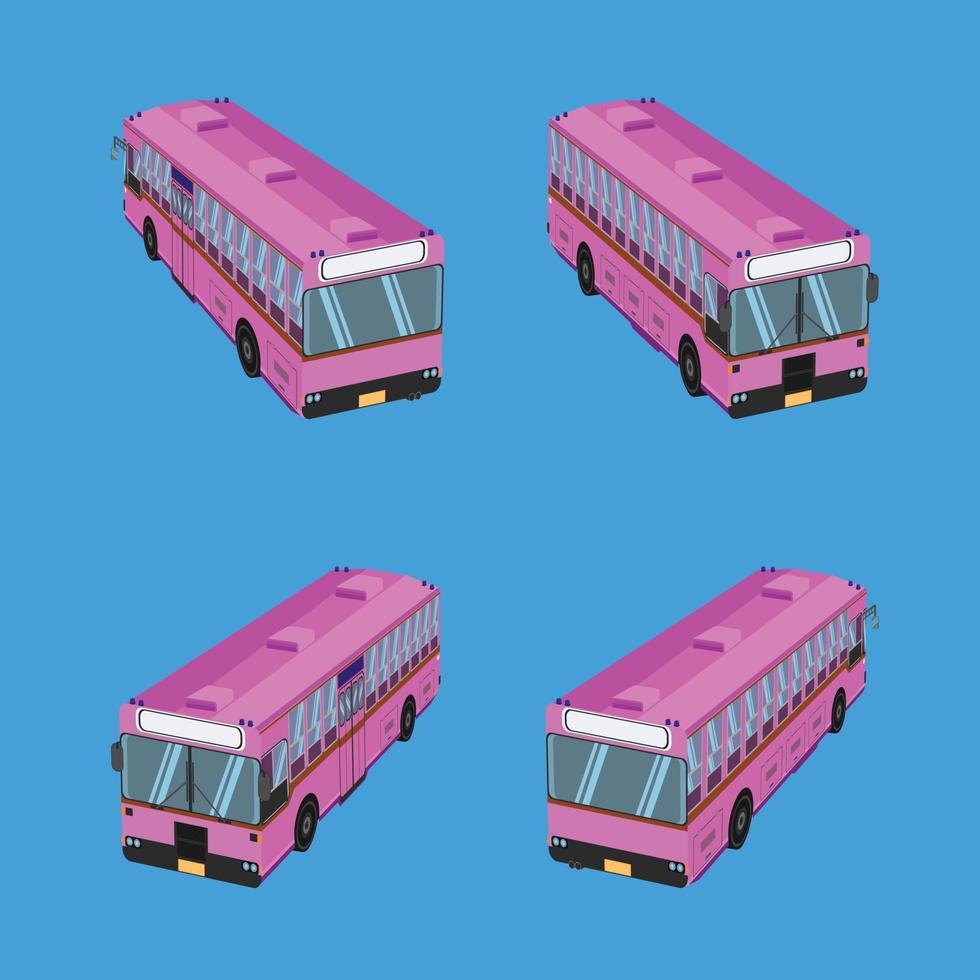 bovenaanzicht van de roze autobus van thailand. vector illustratie eps10