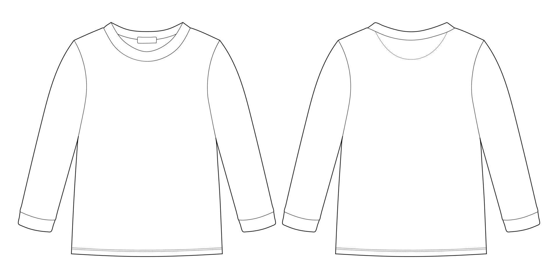 sweatshirt met technische schets voor kinderen. kinderen dragen trui ontwerpsjabloon geïsoleerd op een witte achtergrond. vector