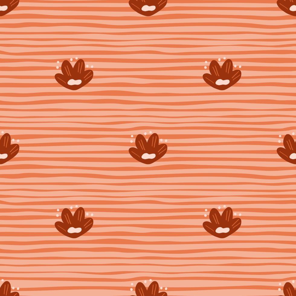 modern naadloos patroon met minimalistische kinderachtige bloemenelementen. oranje gestreepte achtergrond. geometrische stijl. vector