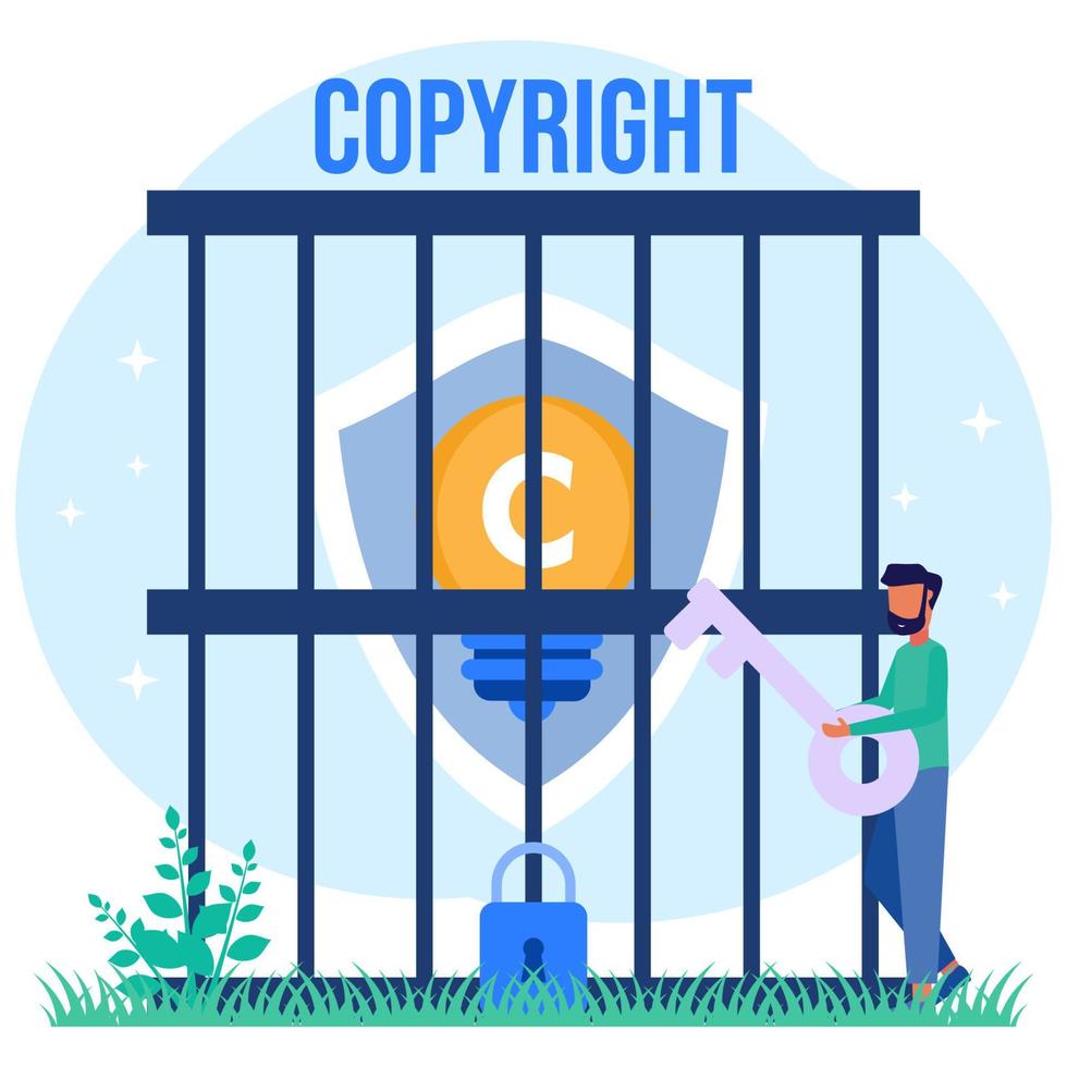 illustratie vector grafische stripfiguur van copyright
