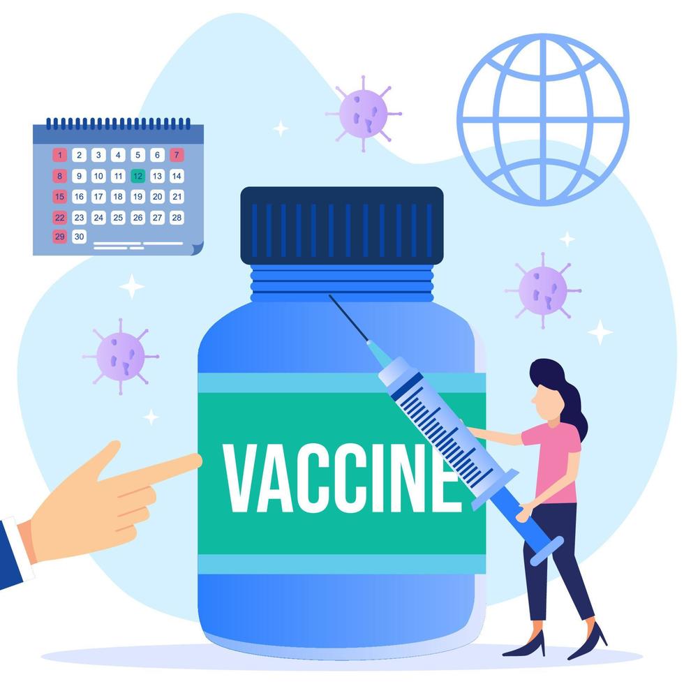 illustratie vector grafische stripfiguur van vaccin