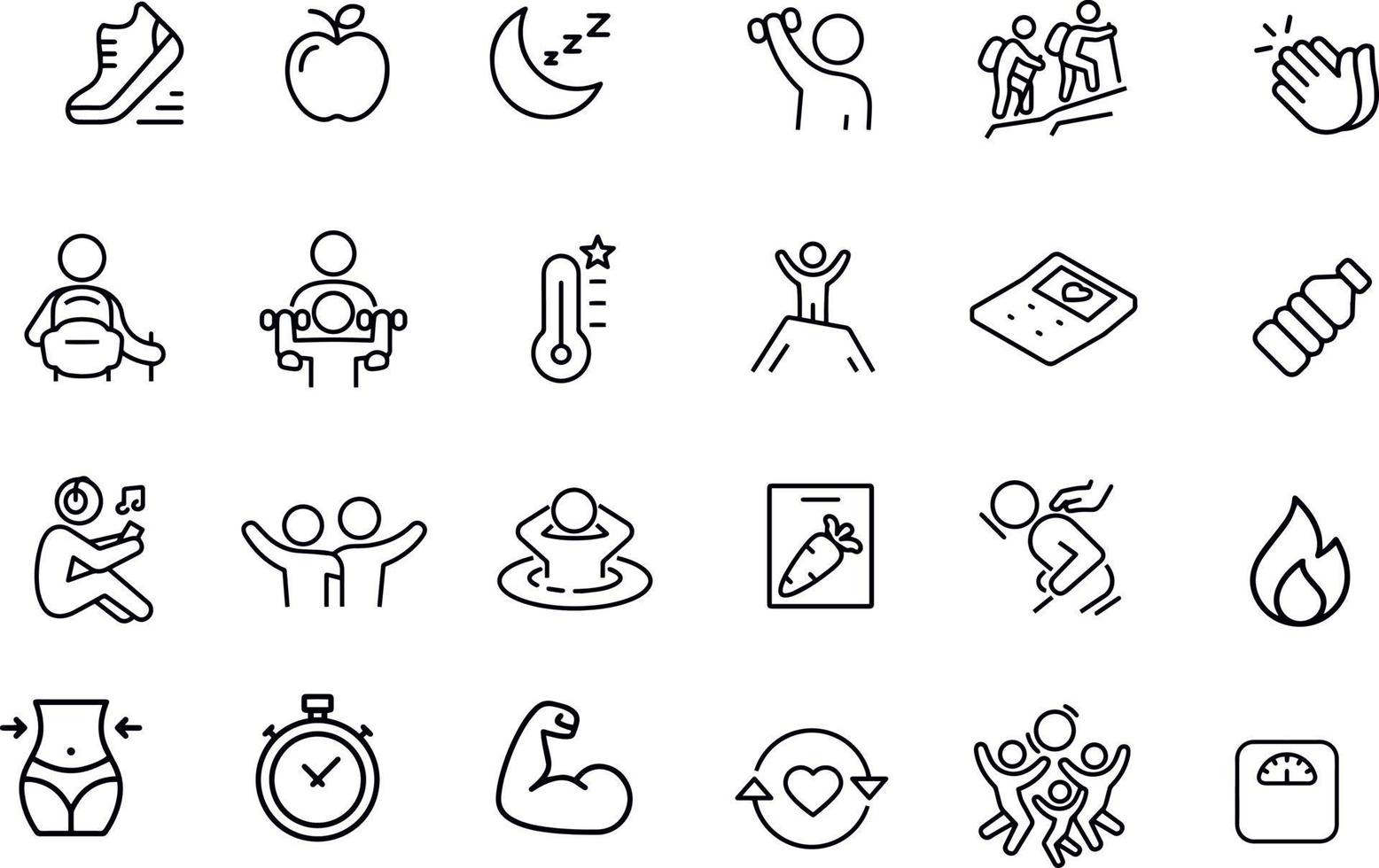 gezondheid en wellness lijn iconen vector design