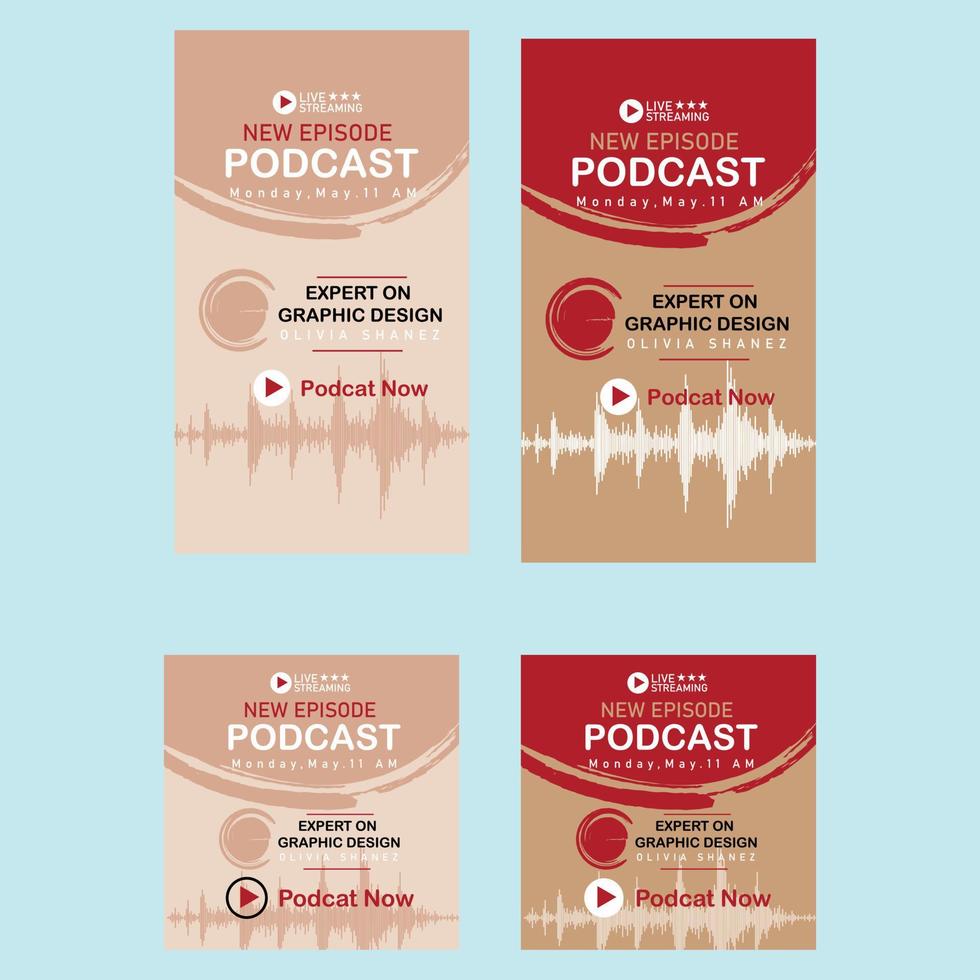 podcast concept social media postsjabloon vector