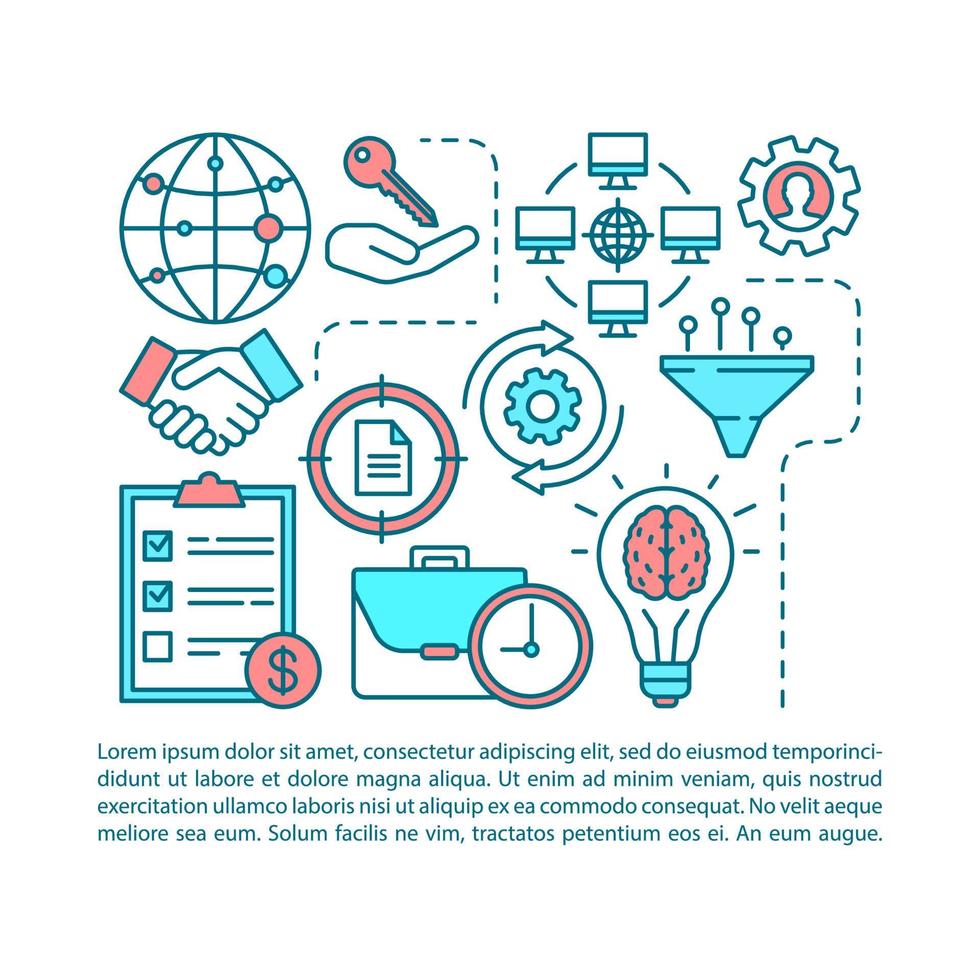 offshoring artikel pagina vector sjabloon. offshore bankieren. brochure, tijdschrift, boekje ontwerpelement met lineaire pictogrammen en tekstvakken. print ontwerp. conceptillustraties met tekstruimte