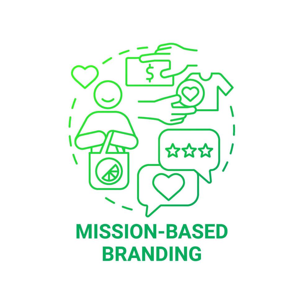 missie gebaseerd branding groen kleurverloop concept icoon. sociaal ondernemerschap abstracte idee dunne lijn illustratie. zakelijke waarden en principes. vector geïsoleerde omtrek kleur tekening