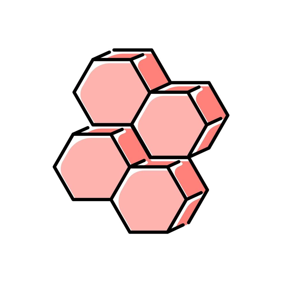 kammen kleur icoon. dimensionale geometrische figuren. complexe decoratieve element. samengestelde voorraad honingraten. abstracte vorm. isometrische zeshoekvorm. eenvoudige afdruk. geïsoleerde vectorillustratie vector