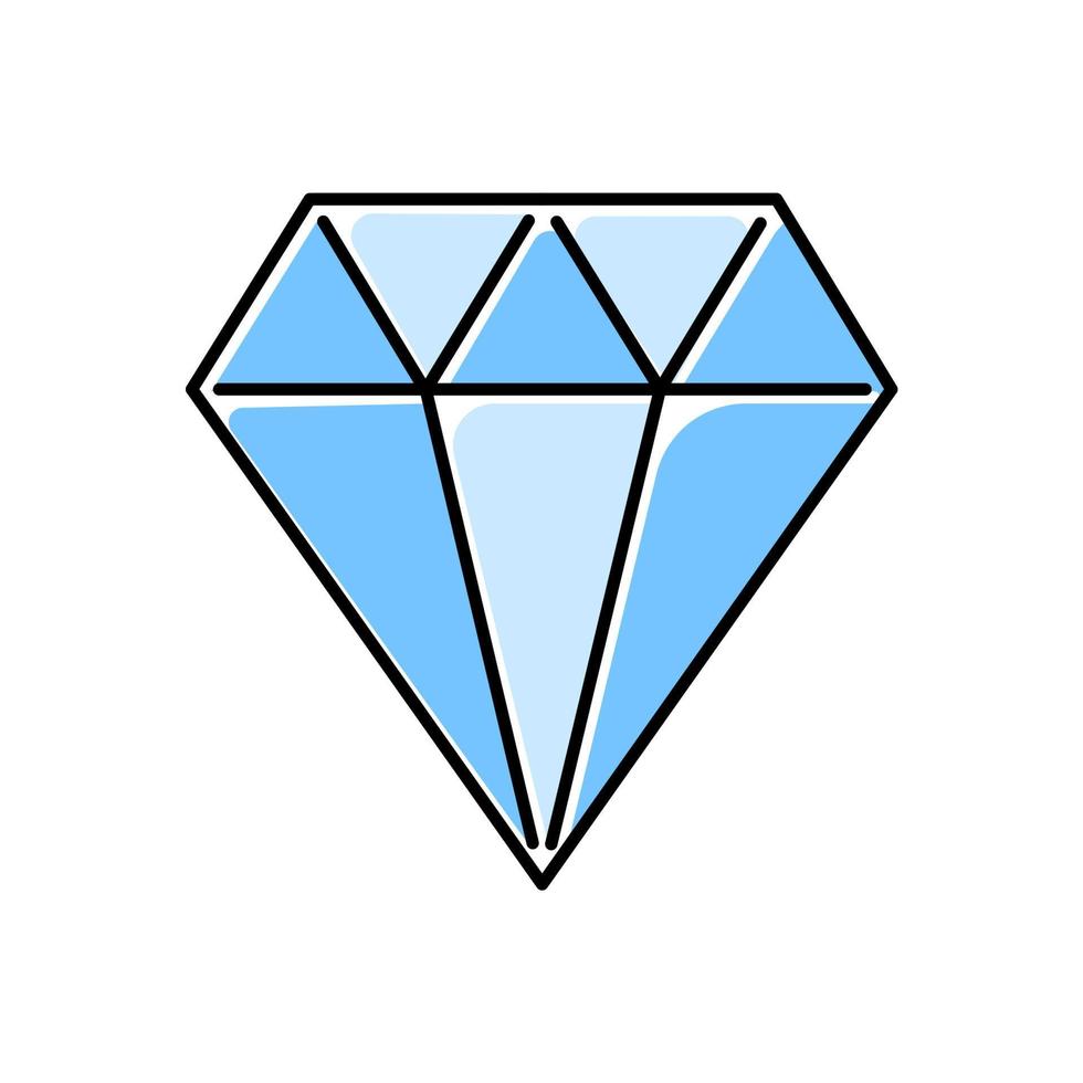 diamant kleur icoon. plat kristal. decoratief briljant. sieraden element. blauwe edelsteen, edelsteen. veelhoekige geometrische figuur. abstracte vorm. isometrische vorm. geïsoleerde vectorillustratie vector