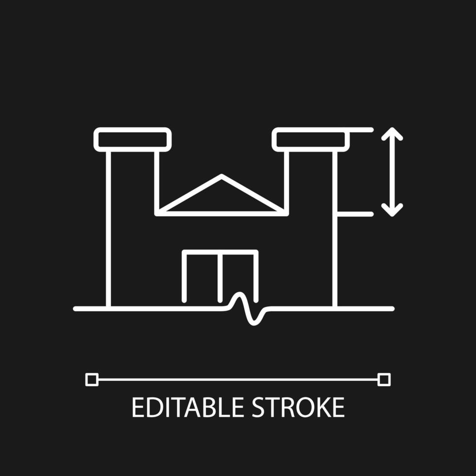 borstwering muren minimale hoogte wit lineair pictogram voor donker thema. bestaande daksysteemuitbreidingen. dunne lijn aanpasbare illustratie. geïsoleerd vectorcontoursymbool voor nachtmodus. bewerkbare streek vector