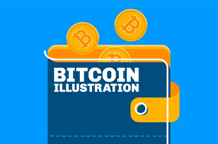 Bitcoin portemonnee concept illustratie set vector