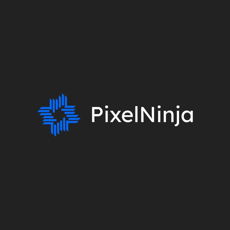 pixel ninja techno abstract tech eenvoudig logo-ontwerp vector