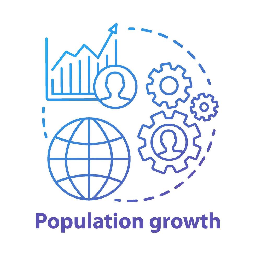 bevolkingsgroei concept icoon. wereld menselijke overbevolking idee dunne lijn illustratie. toenemend aantal mensen. demografisch probleem. vector geïsoleerde overzichtstekening