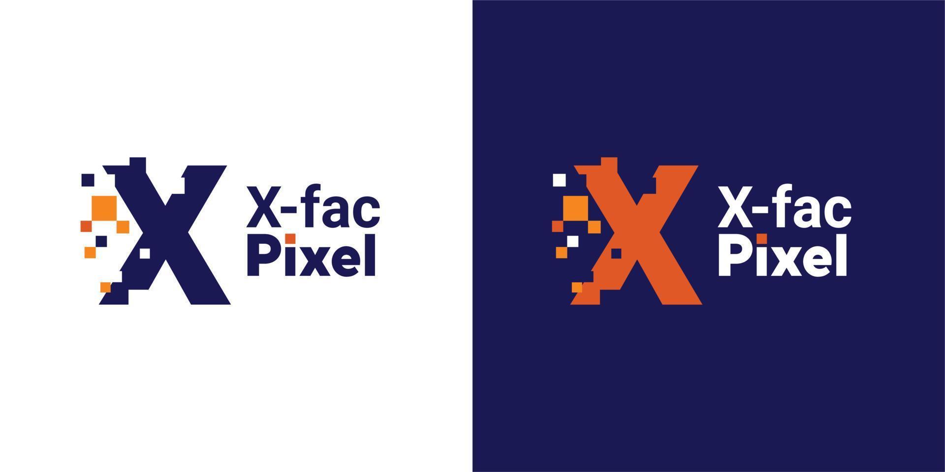 minimalistisch punt letter x logo. x letter pixelmarkering digitaal 8 bit vector