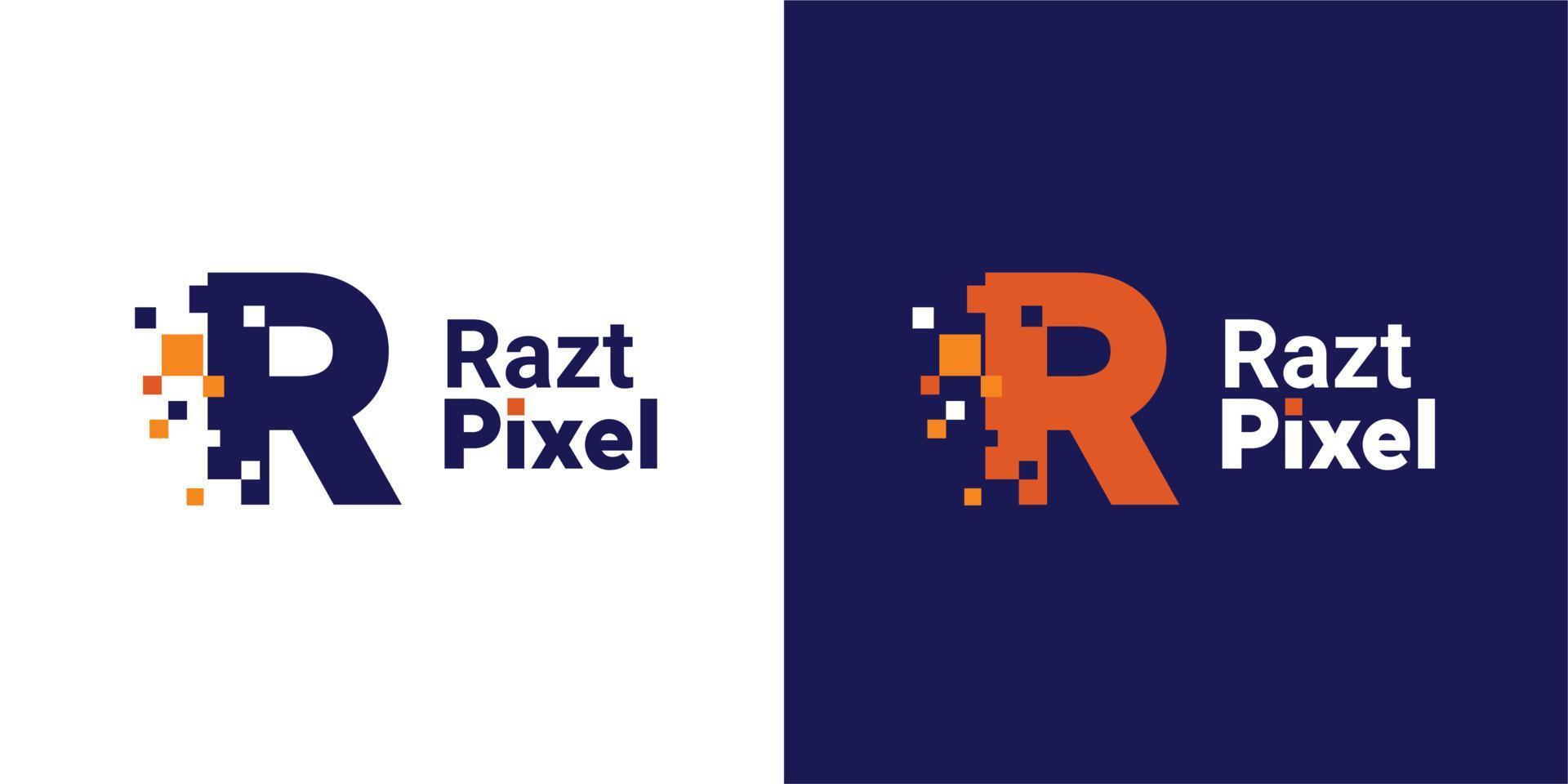 minimalistisch punt letter r-logo. r letter pixel mark digitaal 8 bit vector