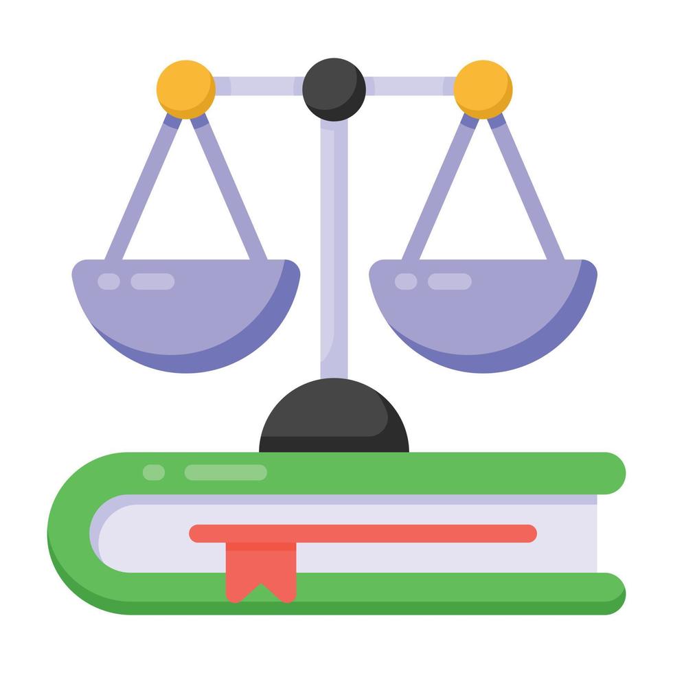 boek met weegschaal, rechtenonderwijs icoon vector