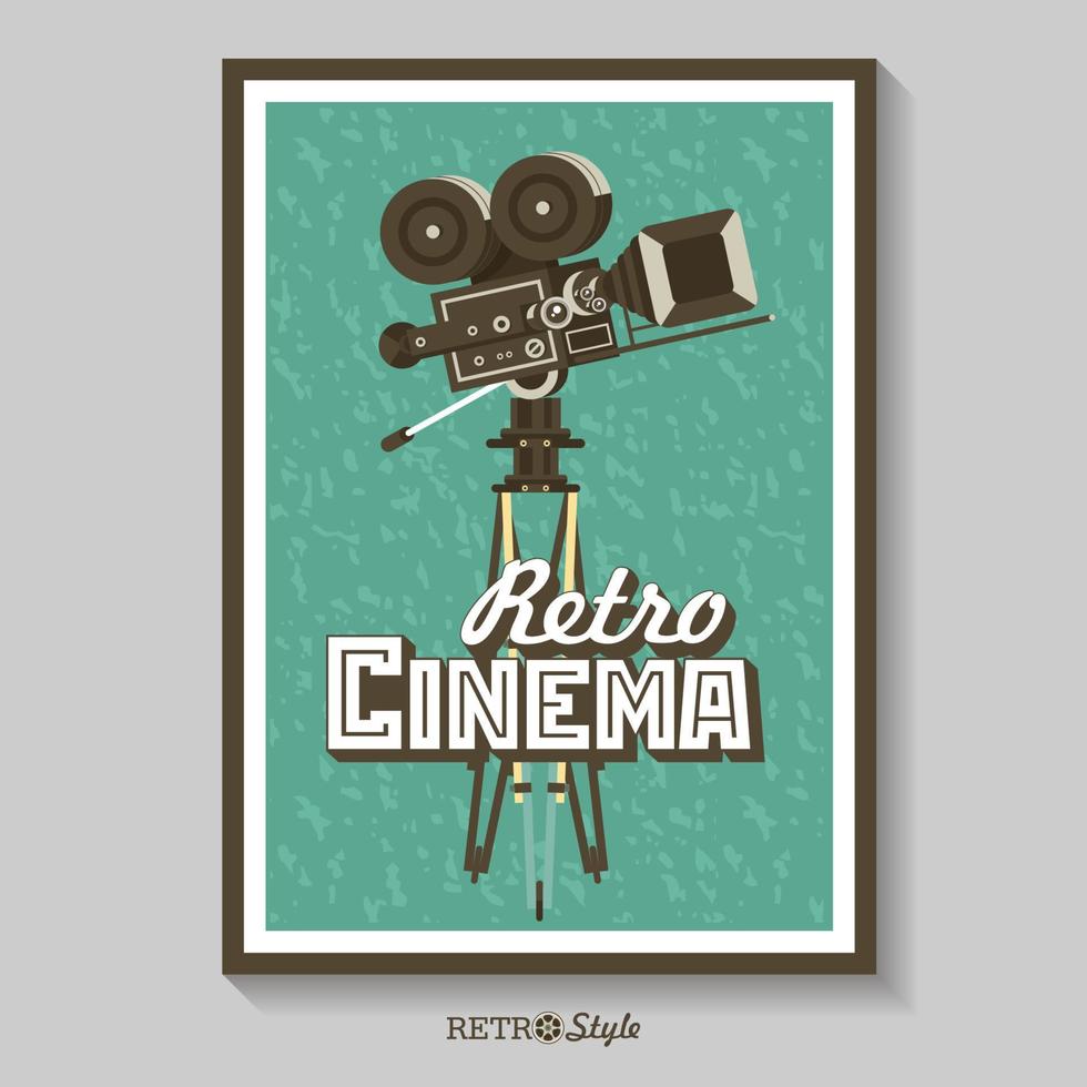 ouderwetse filmcamera. vector poster retro bioscoop.