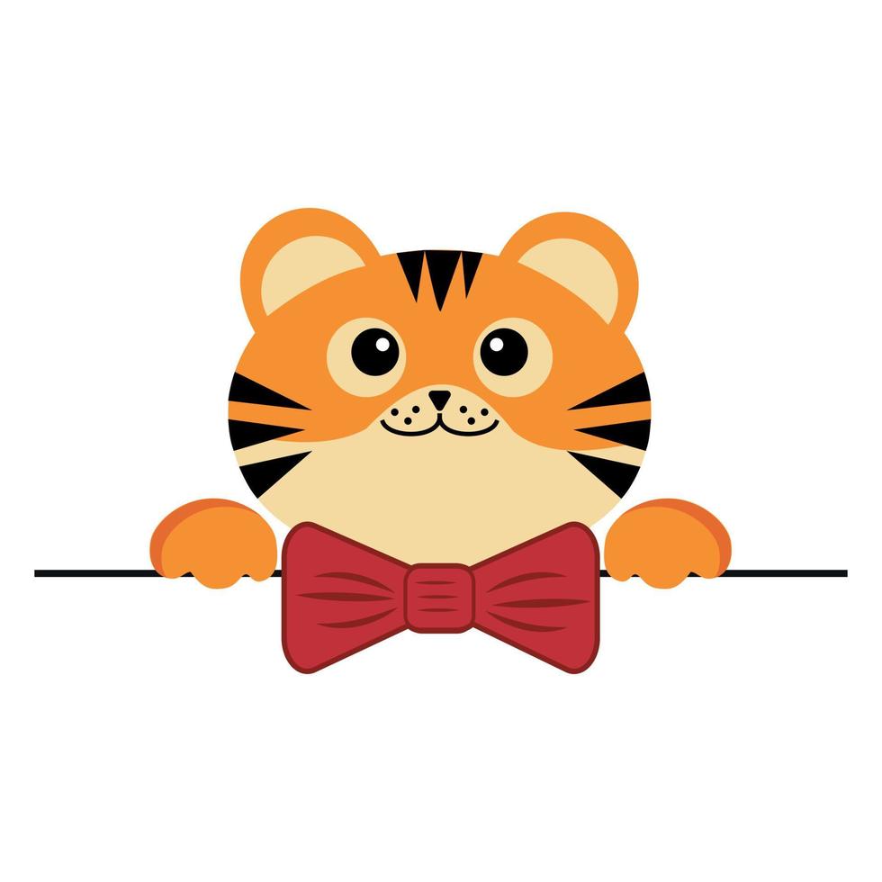 schattig karakter kleine tijger, kleur vector geïsoleerde cartoon-stijl illustratie