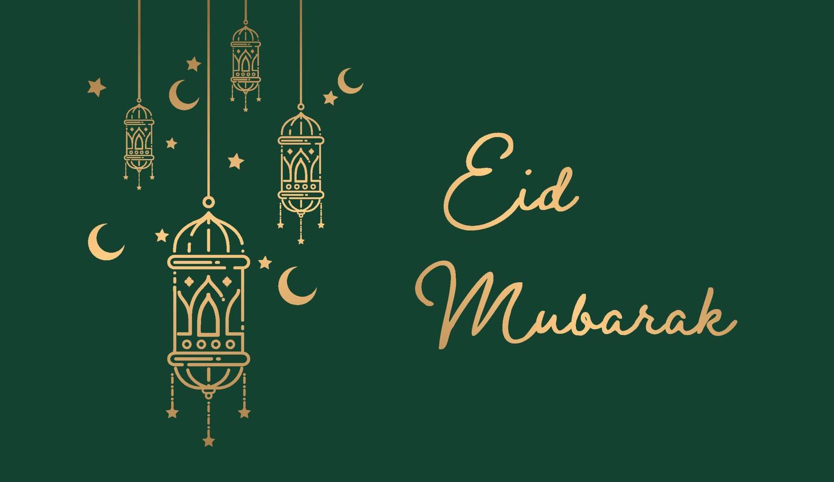 eid mubarak eenvoudig ontwerp vectorillustratie met hangende lantaarn vector