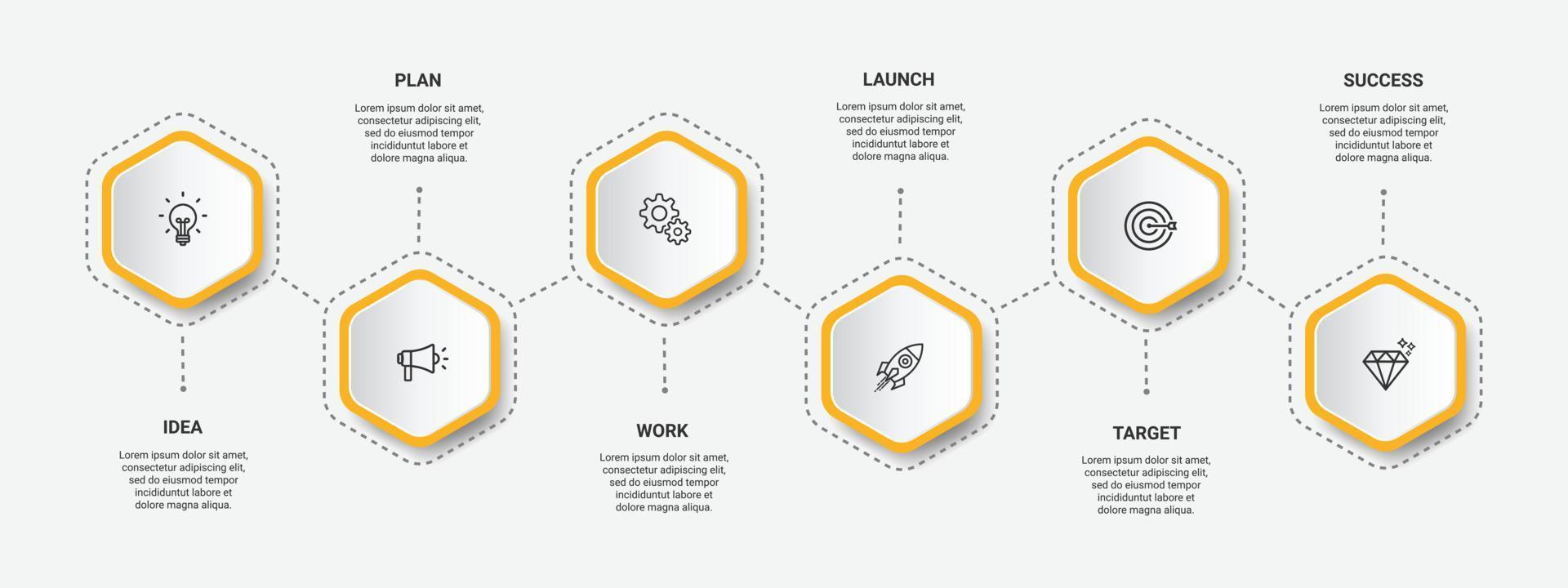 stappen zakelijke tijdlijn proces infographic sjabloonontwerp met pictogrammen vector